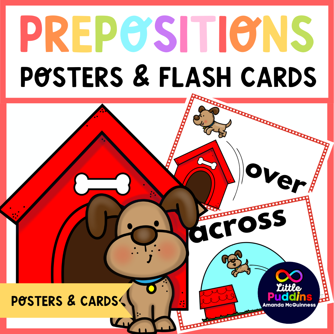 Preposition Posters and Flashcards for Autism Special Education (Version 2)