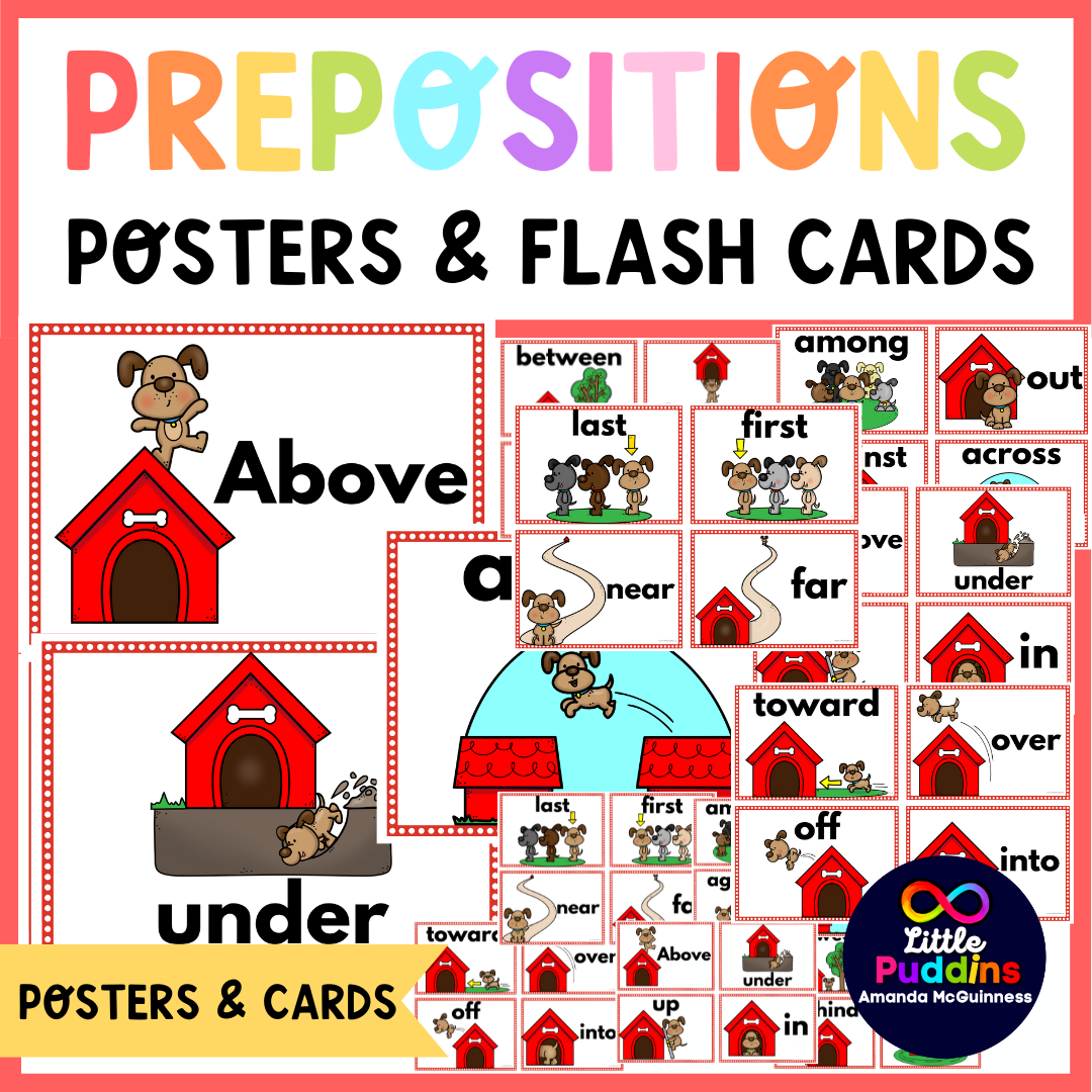 Preposition Posters and Flashcards for Autism Special Education (Version 2)