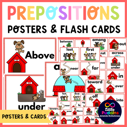 Preposition Posters and Flashcards for Autism Special Education (Version 2)