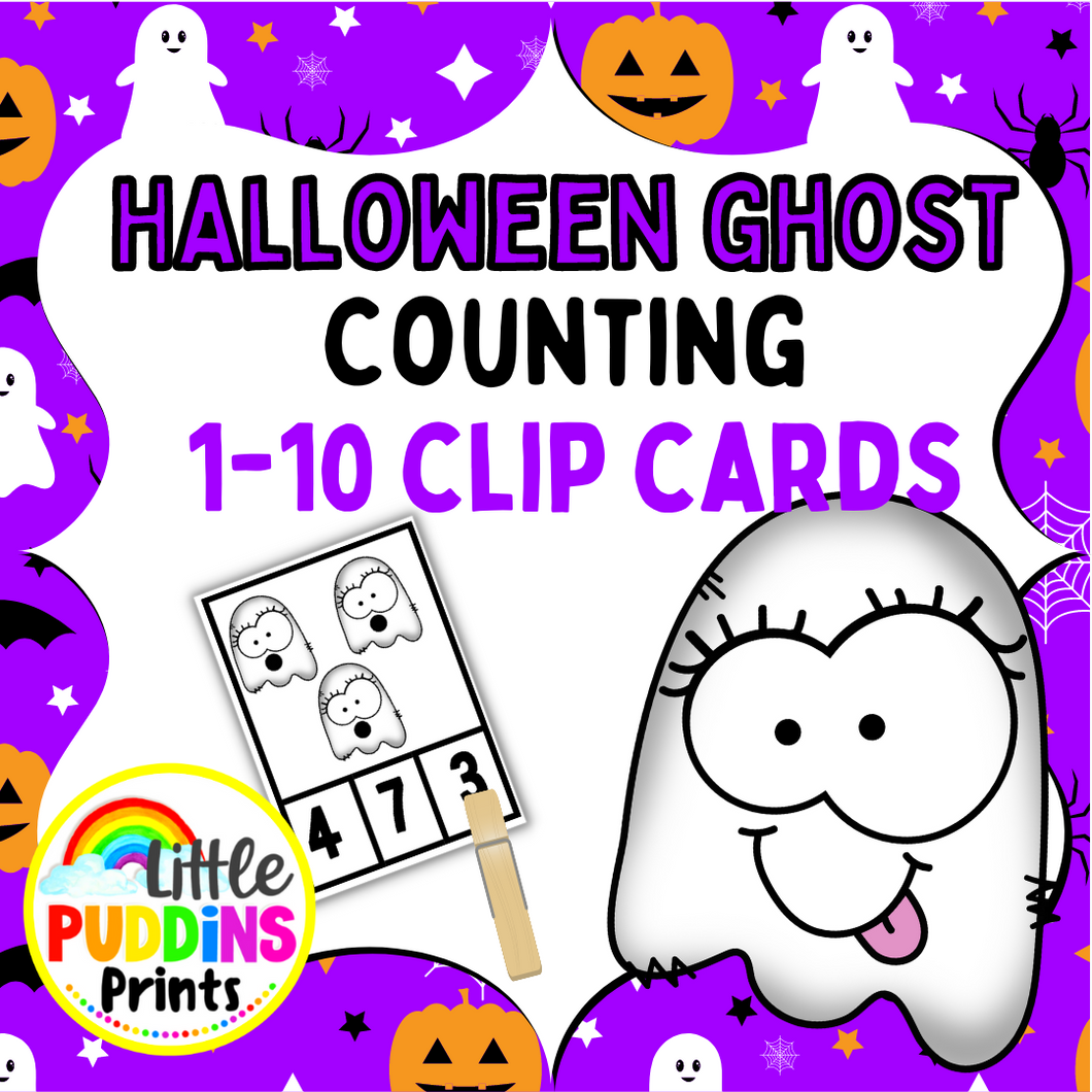 Halloween Ghost Counting Clip Cards 1-10