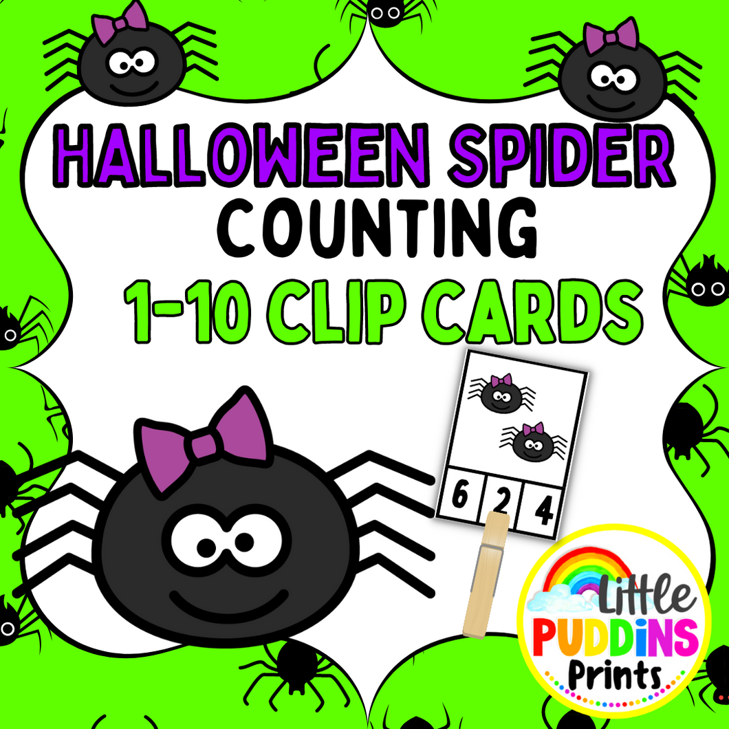 Spider Counting Clip Cards 1-10