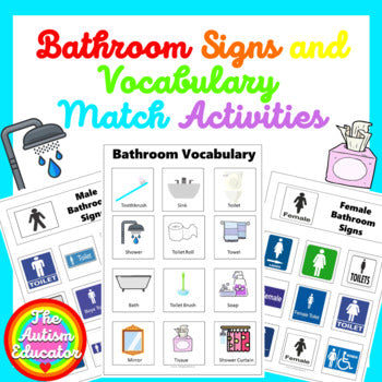 Bathroom Signs and Vocabulary Matching / Sort Activities